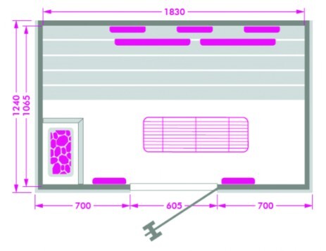 Grundriss zur Infrarotsauna Finn deluxe Combi